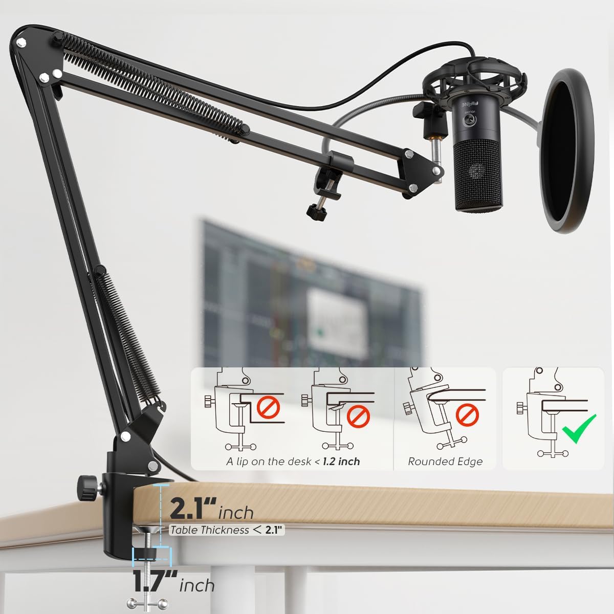  FIFINE T669 USB Microphone Bundle with Arm Stand and Shock Mount